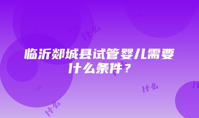 临沂郯城县试管婴儿需要什么条件？