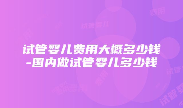 试管婴儿费用大概多少钱-国内做试管婴儿多少钱