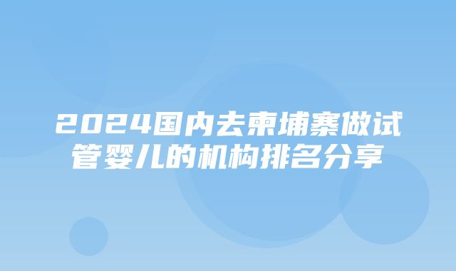 2024国内去柬埔寨做试管婴儿的机构排名分享