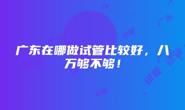 广东在哪做试管比较好，八万够不够！