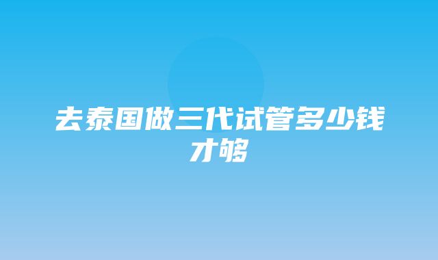 去泰国做三代试管多少钱才够