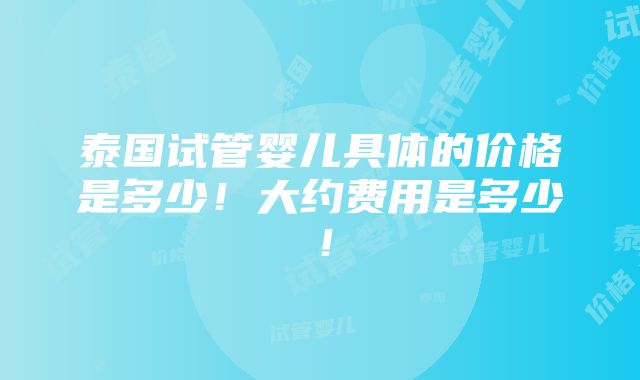 泰国试管婴儿具体的价格是多少！大约费用是多少！