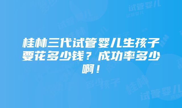 桂林三代试管婴儿生孩子要花多少钱？成功率多少啊！