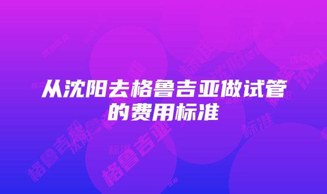 从沈阳去格鲁吉亚做试管的费用标准