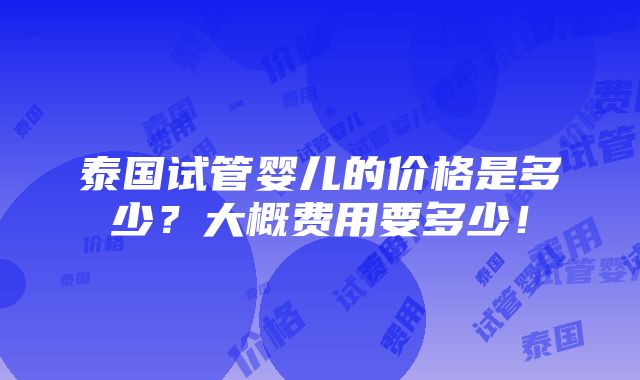 泰国试管婴儿的价格是多少？大概费用要多少！