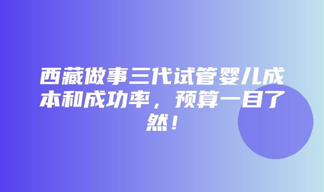 西藏做事三代试管婴儿成本和成功率，预算一目了然！