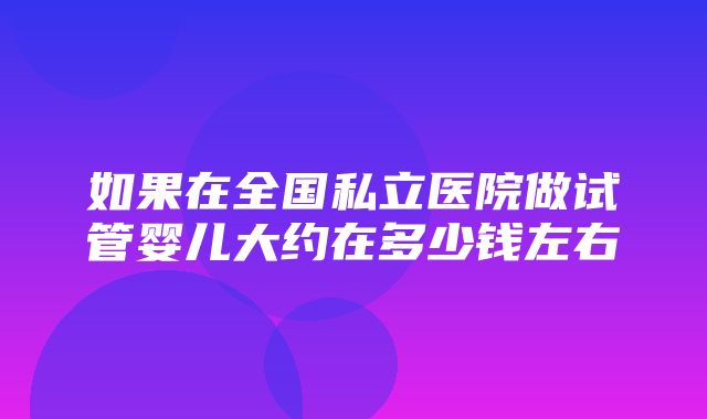 如果在全国私立医院做试管婴儿大约在多少钱左右