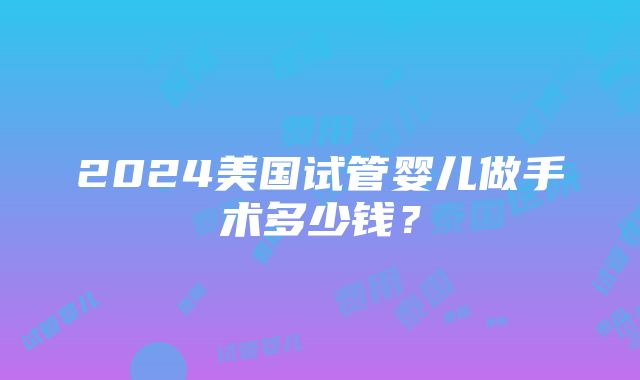 2024美国试管婴儿做手术多少钱？