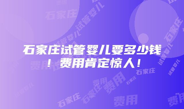 石家庄试管婴儿要多少钱！费用肯定惊人！