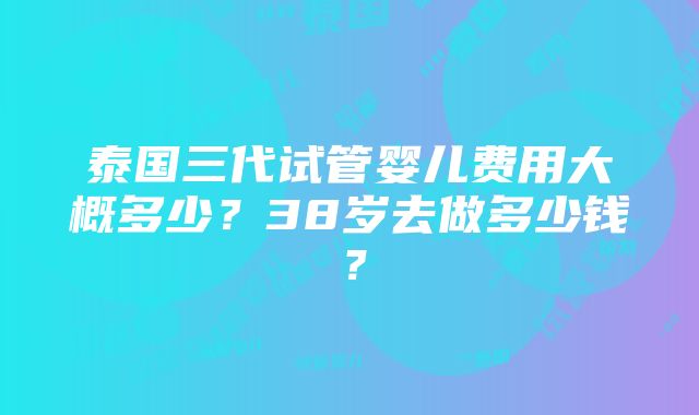 泰国三代试管婴儿费用大概多少？38岁去做多少钱？