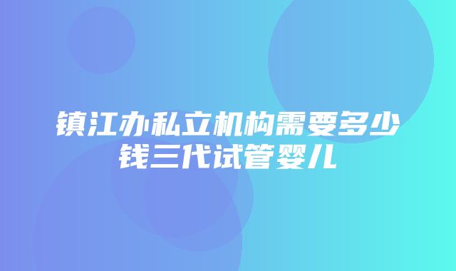 镇江办私立机构需要多少钱三代试管婴儿