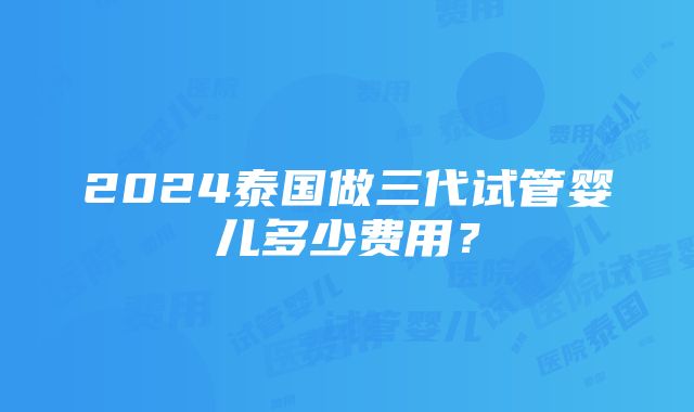 2024泰国做三代试管婴儿多少费用？