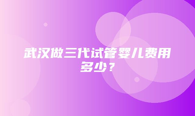 武汉做三代试管婴儿费用多少？