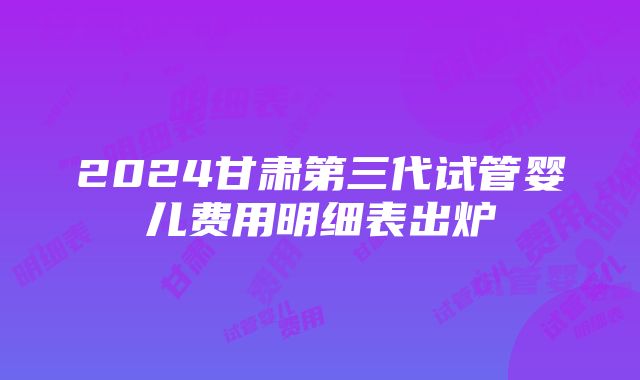 2024甘肃第三代试管婴儿费用明细表出炉