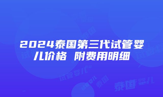 2024泰国第三代试管婴儿价格 附费用明细