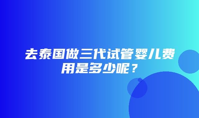 去泰国做三代试管婴儿费用是多少呢？