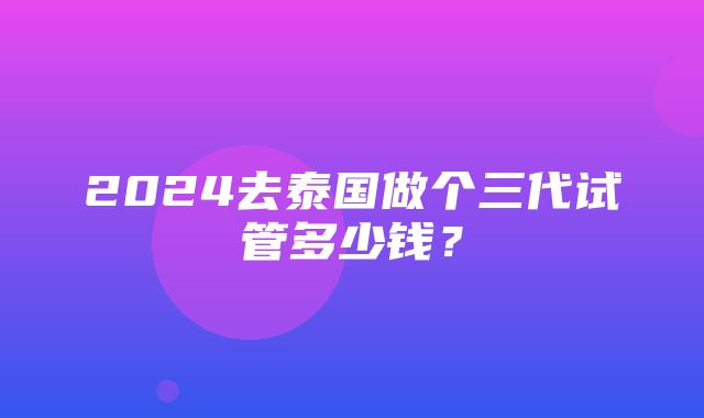 2024去泰国做个三代试管多少钱？