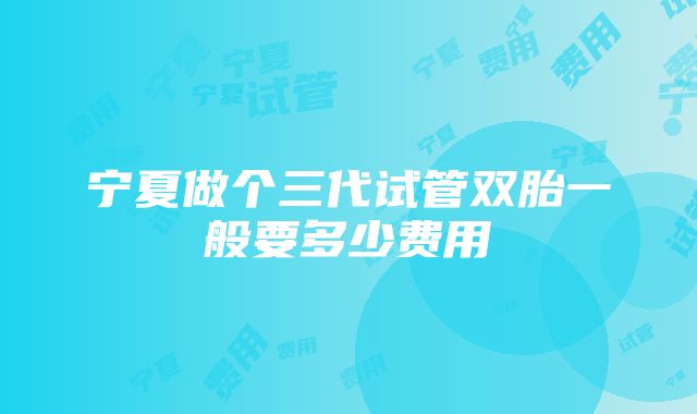 宁夏做个三代试管双胎一般要多少费用