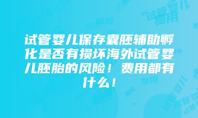 试管婴儿保存囊胚辅助孵化是否有损坏海外试管婴儿胚胎的风险！费用都有什么！