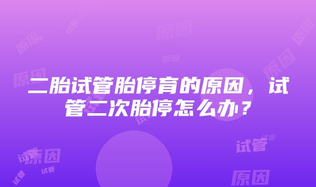 二胎试管胎停育的原因，试管二次胎停怎么办？