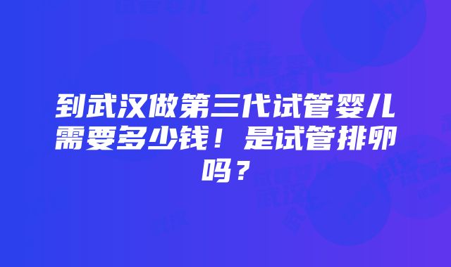 到武汉做第三代试管婴儿需要多少钱！是试管排卵吗？