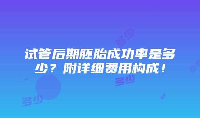 试管后期胚胎成功率是多少？附详细费用构成！