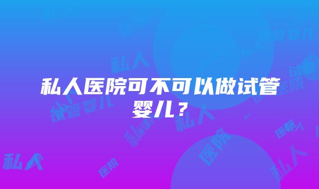 私人医院可不可以做试管婴儿？