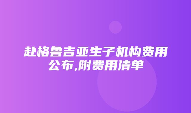 赴格鲁吉亚生子机构费用公布,附费用清单