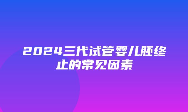 2024三代试管婴儿胚终止的常见因素