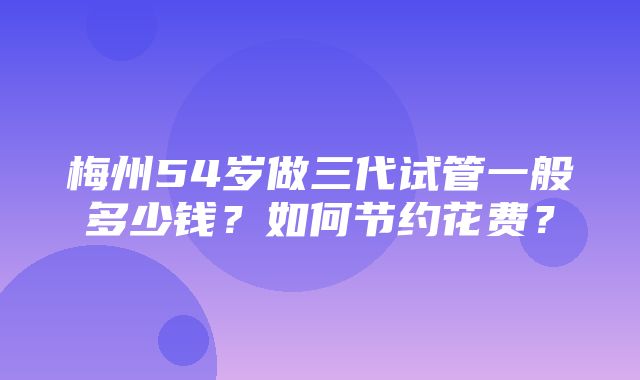 梅州54岁做三代试管一般多少钱？如何节约花费？