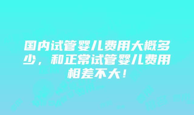 国内试管婴儿费用大概多少，和正常试管婴儿费用相差不大！