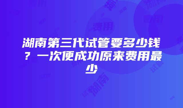 湖南第三代试管要多少钱？一次便成功原来费用最少