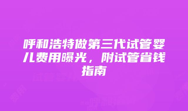 呼和浩特做第三代试管婴儿费用曝光，附试管省钱指南