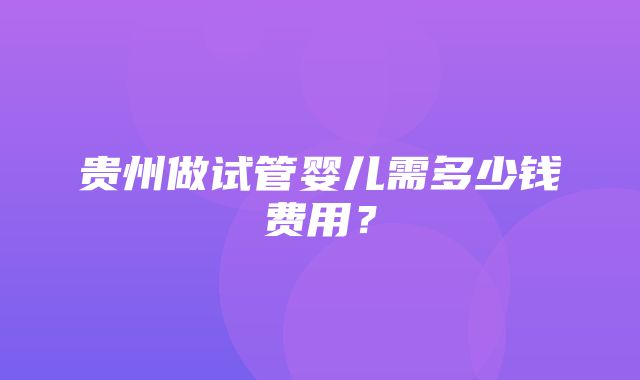 贵州做试管婴儿需多少钱费用？