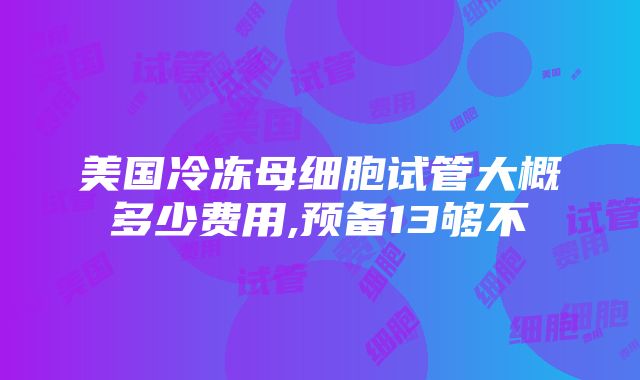 美国冷冻母细胞试管大概多少费用,预备13够不