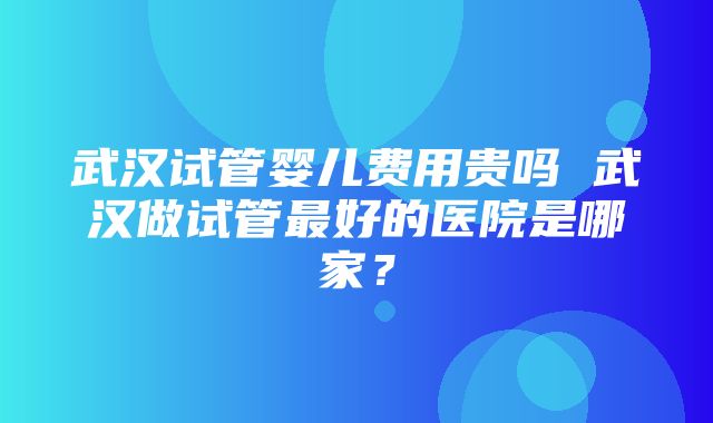 武汉试管婴儿费用贵吗 武汉做试管最好的医院是哪家？