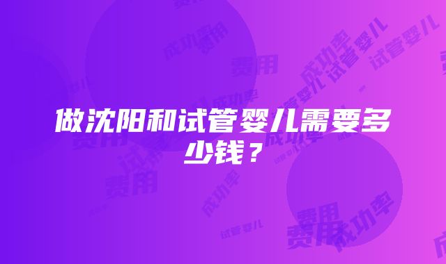 做沈阳和试管婴儿需要多少钱？