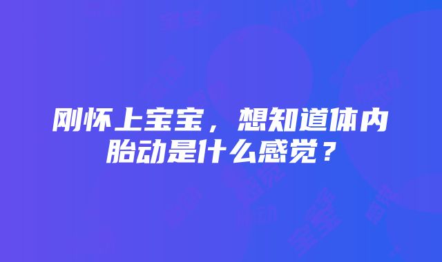 刚怀上宝宝，想知道体内胎动是什么感觉？