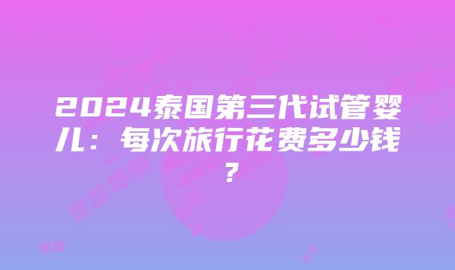 2024泰国第三代试管婴儿：每次旅行花费多少钱？