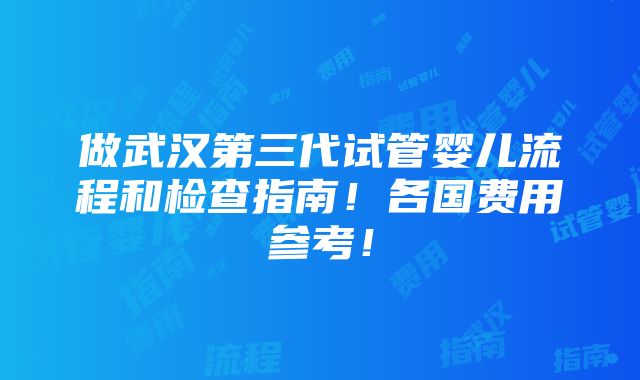 做武汉第三代试管婴儿流程和检查指南！各国费用参考！