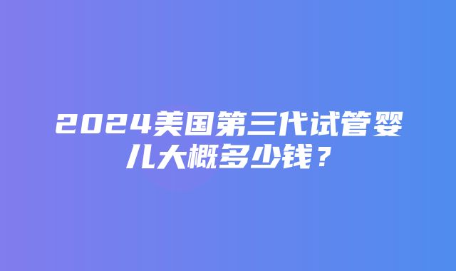 2024美国第三代试管婴儿大概多少钱？