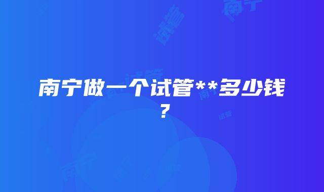 南宁做一个试管**多少钱？