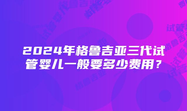 2024年格鲁吉亚三代试管婴儿一般要多少费用？