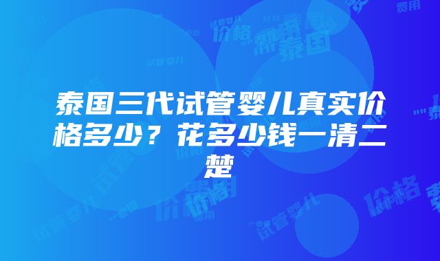 泰国三代试管婴儿真实价格多少？花多少钱一清二楚