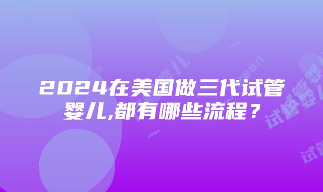 2024在美国做三代试管婴儿,都有哪些流程？