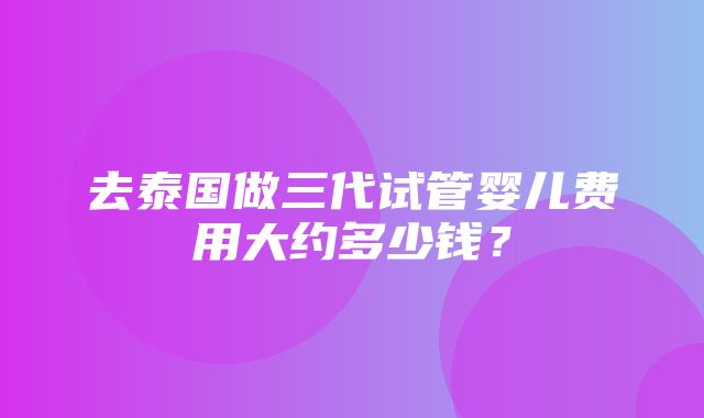 去泰国做三代试管婴儿费用大约多少钱？