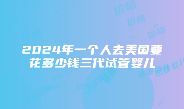 2024年一个人去美国要花多少钱三代试管婴儿