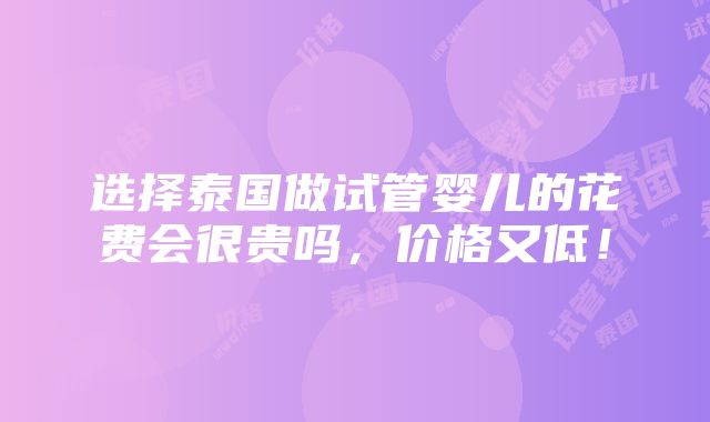 选择泰国做试管婴儿的花费会很贵吗，价格又低！