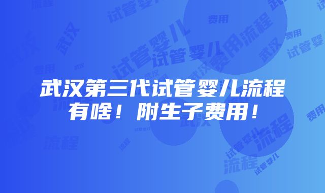 武汉第三代试管婴儿流程有啥！附生子费用！