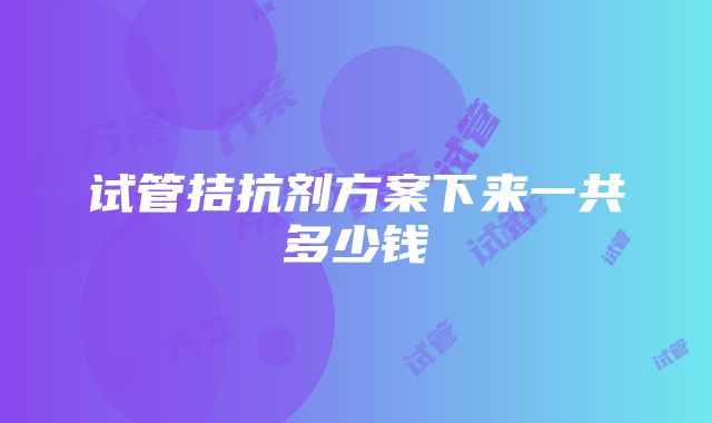 试管拮抗剂方案下来一共多少钱